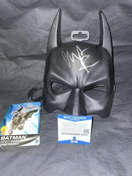 Christian Bale Signed Full Size Batman Mask Cowl The Dark Knight Beckett #2