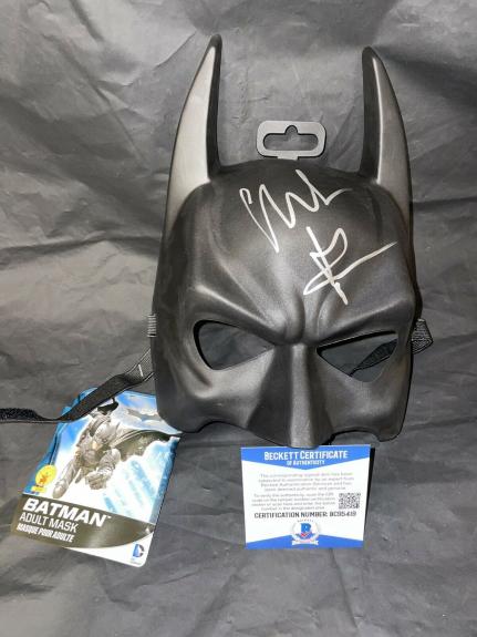 Christian Bale Signed Full Size Batman Mask Cowl The Dark Knight Beckett #6