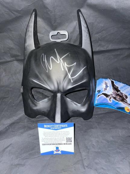 Christian Bale Signed Full Size Batman Mask Cowl The Dark Knight Beckett #8