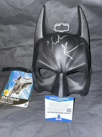 Christian Bale Signed Full Size Batman Mask Cowl The Dark Knight Beckett #9