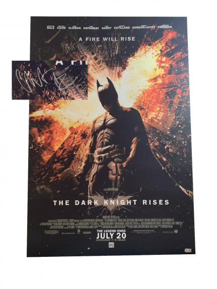 Christian Bale The Dark Knight Rises Signed Full Size Poster Auto Beckett Bas 14