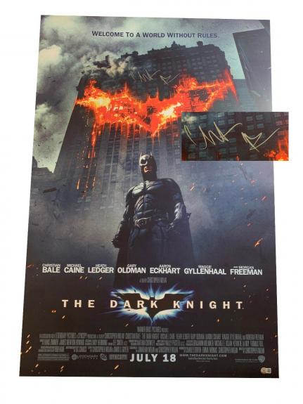 Christian Bale The Dark Knight Signed Full Size Poster Autograph Beckett Bas 18