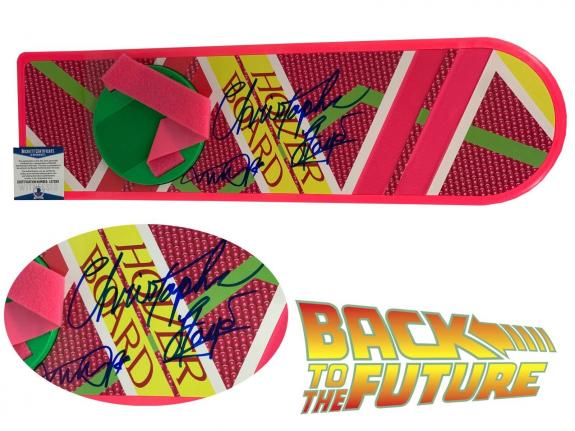 Michael J Fox Cristopher Lloyd Autographed Hoverboard Back To The Future Beckett