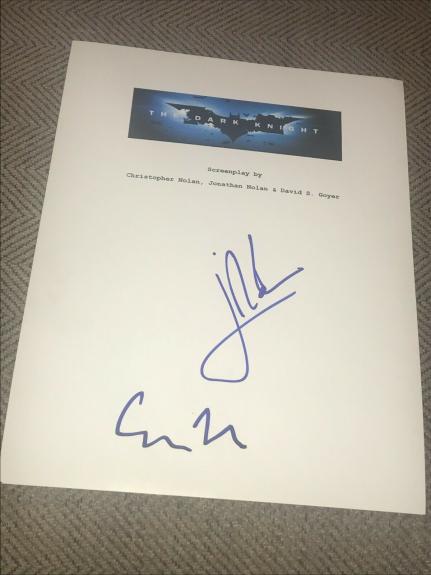 Christopher Nolan Signed Autograph Movie Script The Dark Knight Bas Coa Bale