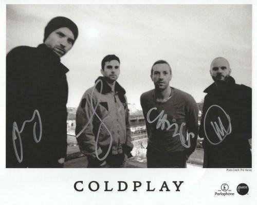Coldplay Full Band Signed Autograph 8x10 Photo - Chris Martin Jonny Guy Will Jsa