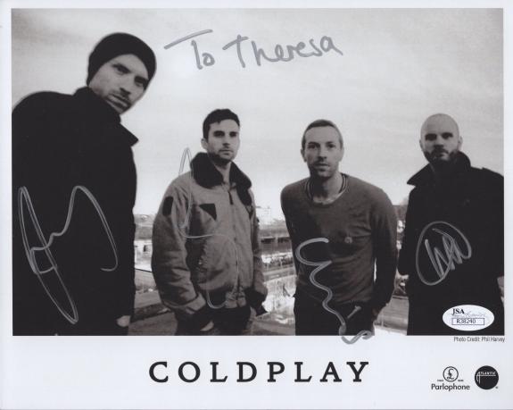 COLDPLAY HAND SIGNED 8x10 GROUP PHOTO      SIGNED BY WHOLE BAND      RARE    JSA