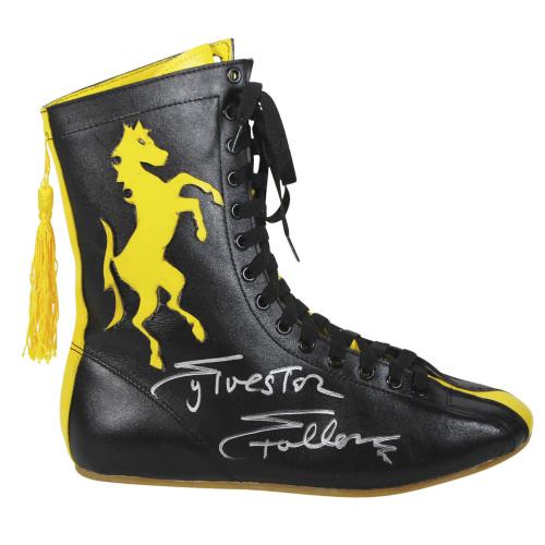 Sylvester Stallone Rocky Autographed Black and Yellow Boxing Shoe - Beckett