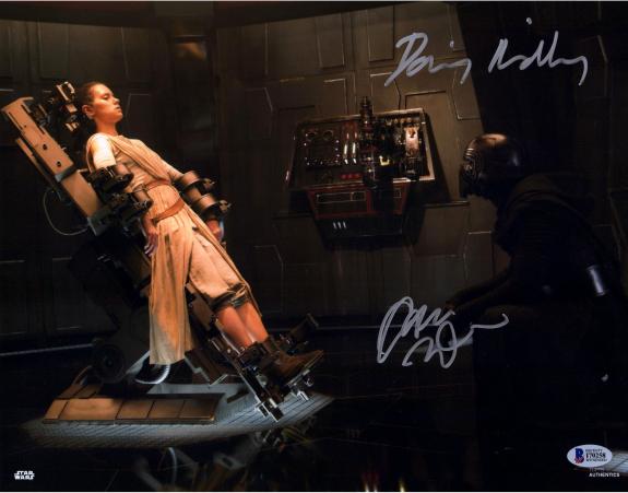 Daisy Ridley & Adam Driver Star Wars The Force Awakens Autographed 11" x 14" Rey & Kylo Ren Photograph - BAS