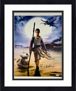 Daisy Ridley Signed Star Wars 16x20 Canvas Photo Artist BB8 - Rey PSA DNA COA