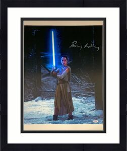 Daisy Ridley Signed Star Wars 16x20 Canvas Photo Blue Saber - Rey PSA DNA COA