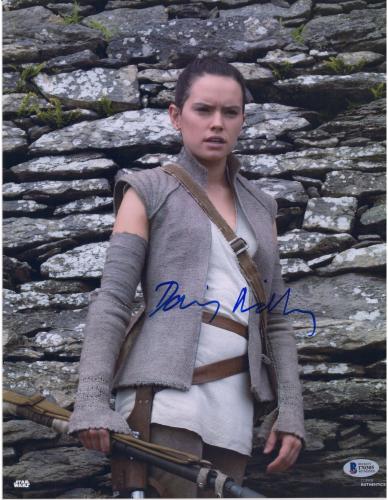 Daisy Ridley Star Wars Autographed 11" x 14" The Force Awakens Posing in Front of Rocks Photograph - Beckett