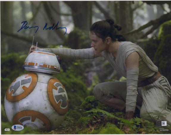 Daisy Ridley The Last Jedi Autographed 12" x 18" with BB-8 Photograph - BAS