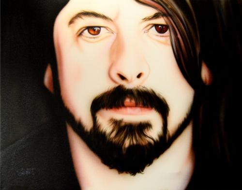 Dave Grohl Foo Fighters Un-Signed Rare Hand Painted 28x22 Canvas Painting