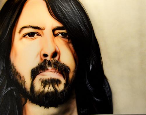 Dave Grohl Nirvana Un-Signed Rare Hand Painted 28x22 Canvas Painting