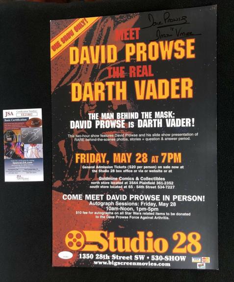 David Prowse Signed Star Wars Darth Vader Public Appearance 11x17 Poster JSA COA