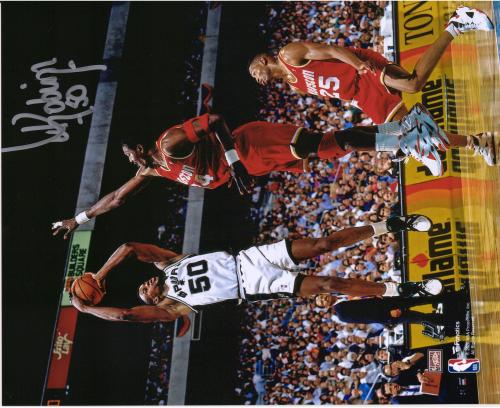 David Robinson San Antonio Spurs Autographed 8" x 10" Shot vs. Houston Rockets Photograph