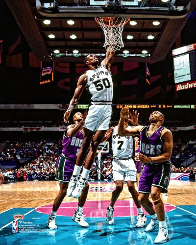 David Robinson San Antonio Spurs Unsigned Dunking vs. Bucks Photograph