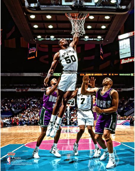 David Robinson San Antonio Spurs Unsigned Dunking vs. Bucks Photograph