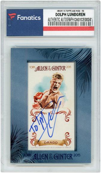 Dolph Lundgren Rocky Autographed 2015 Topps Allen & Ginter SSP Mini Framed Parallel #AGA-ID Card - Topps