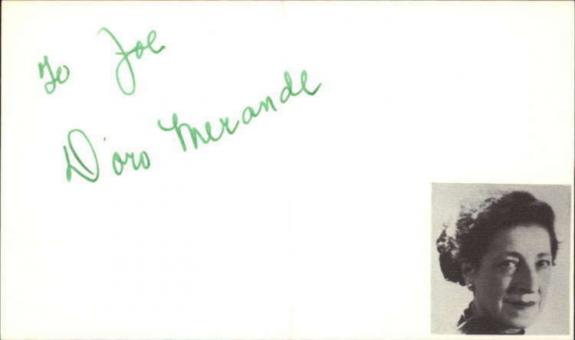 Doro Merande d. 1975 Actor The Twilight Zone Signed 3" x 5" Index Card