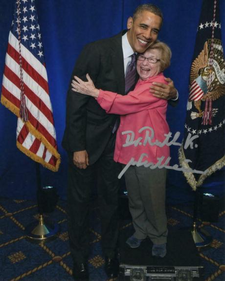 Dr Ruth Westheimer Signed Autograph 8x10 Photo - W/ President Barack Obama B