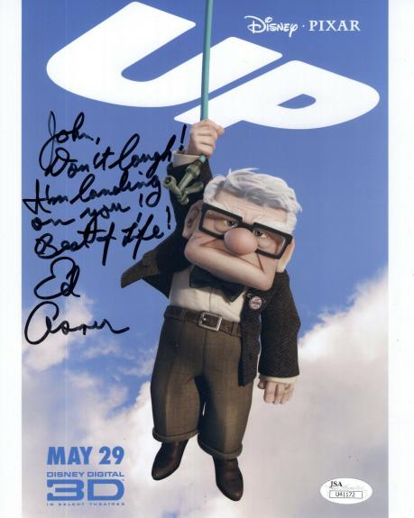 ED ASNER HAND SIGNED 8x10 COLOR PHOTO    AMAZING POSE  FROM UP     TO JOHN   JSA