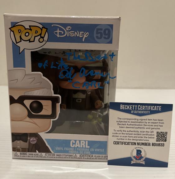 Ed Asner Signed Autographed Carl UP Disney Pixar  Funko Pop 59 Beckett COA 7