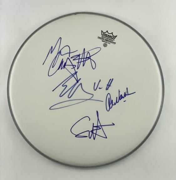 Van Halen Full Band X4 Signed Autograph 14" Drumhead - Eddie, Alex +2 Real Coa