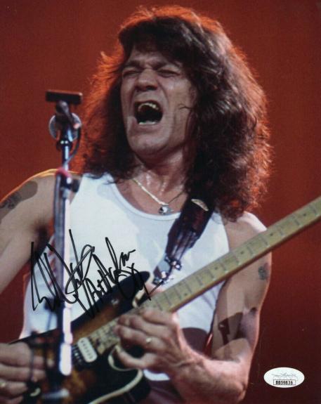 Eddie Van Halen Signed Autographed 8X10 Photo Vintage Playing Guitar JSA LOA