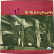 Edge U2 The Unforgettable Fire Signed Album Cover W/ Vinyl PSA/DNA #Q45770