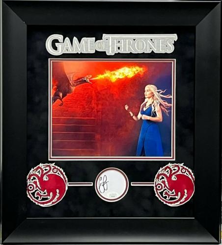 Emilia Clarke Game of Thrones Daenerys Signed Autograph Framed Photo Display JSA
