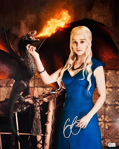 Emilia Clarke Signed 16x20 Game of Thrones Photo Daenerys BAS Beckett Witnessed