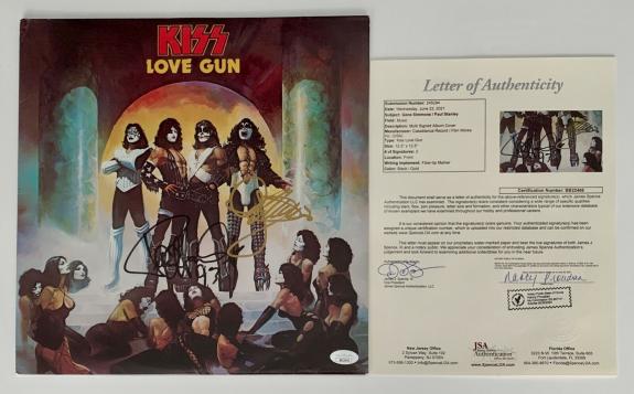 Gene Simmons & Paul Stanley Signed Kiss Love Gun Record Album Jsa Loa Bb22466