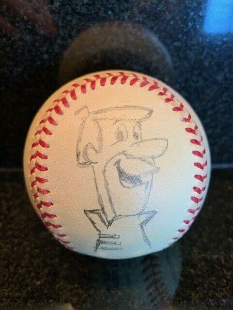 Hanna Barbera George Jetson Signed Drawing On Baseball Rare Jsa Letter 