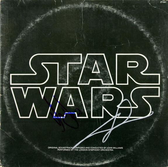 Harrison Ford & George Lucas Signed Star Wars Soundtrack Album Cover BAS #A06711