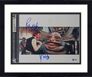 Harrison Ford & Peter Mayhew Star Wars A New Hope Signed 8x10 Photo BAS Slabbed
