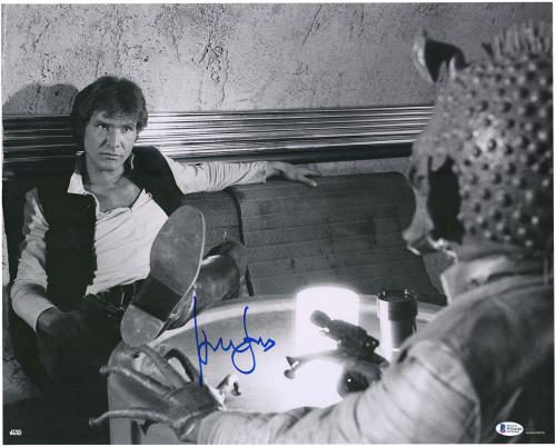 Harrison Ford Star Wars Autographed 16" x 20" Han Solo vs. Greedo Photograph