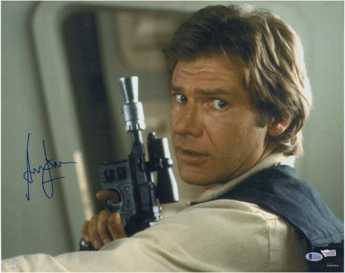 Harrison Ford Star Wars Autographed 16" x 20" Holding Gun Photograph - BAS