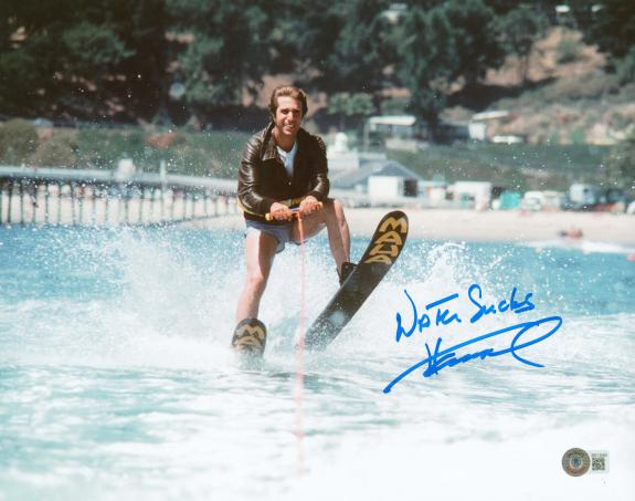 Henry Winkler Happy Days "Water Sucks" Signed 11x14 Photo BAS #BD13065