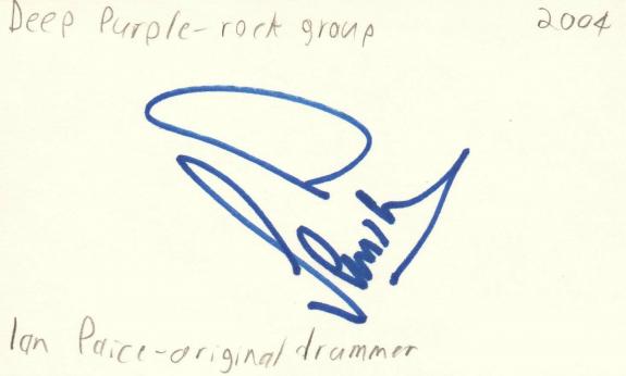 Ian Paice Original Drummer Deep Purple Rock Band Music Signed Index Card JSA COA