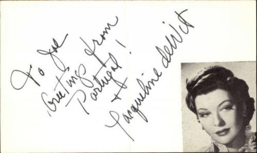 Jacqueline deWit d. 1998 Actress The Twilight Zone Signed 3" x 5" Index Card