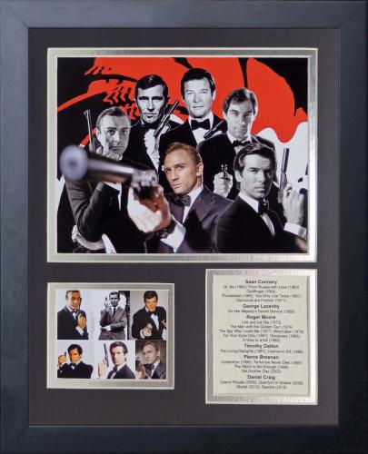 James Bond 007 Sean Connery Daniel Craig Pierce Bronson Framed 8x10 Photo