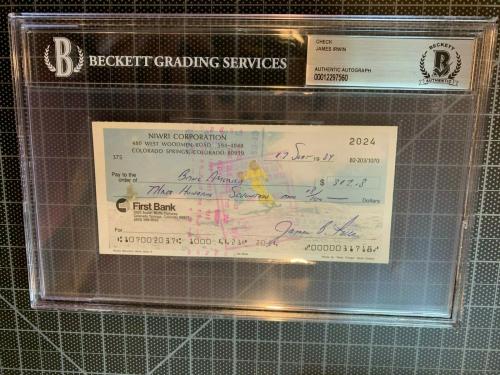 James Jim Irwin Astronaut Signed Check Beckett Slabbed Authentic Pb