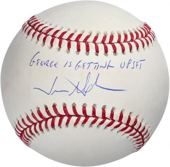 Jason Alexander Seinfeld Autographed Baseball with "George is Upset" Inscription