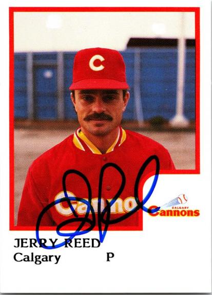 Jerry Reed autographed baseball card (Calgary Cannons) 1986 ProCards Rookie #JR