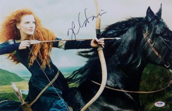 Jessica Chastain Signed Disney's Brave 11x17 Photo Auto Autograph PSA Y10943