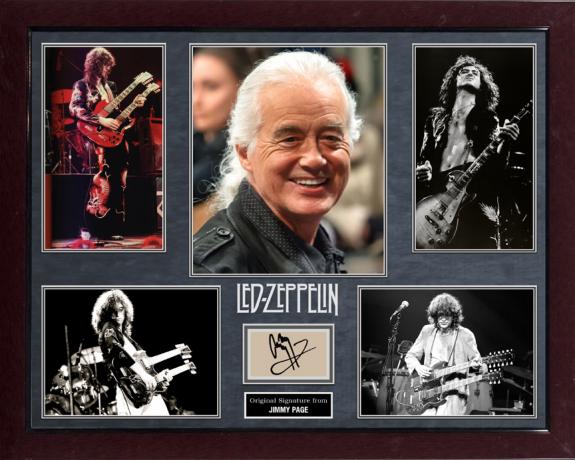 Jimmy Page Led Zeppelin Autographed Photo Display AFTAL UACC RD COA