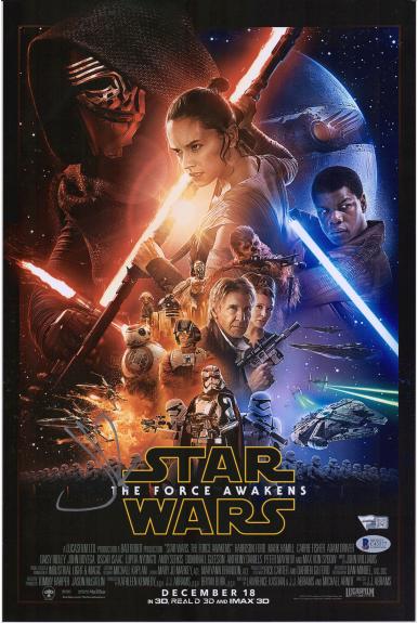 J.J. Abrams Star Wars The Force Awakens Autographed 12" x 18" Movie Poster - BAS