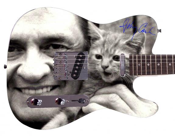 Johnny Cash Autographed Facsimile Signed Custom Graphics Guitar