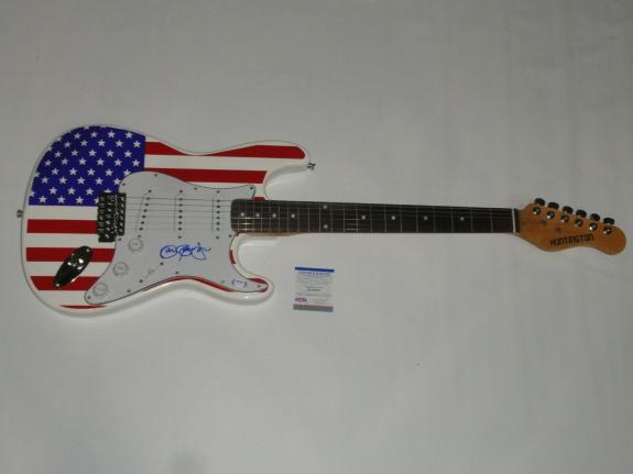 Jon Bon Jovi Signed Usa Flag Electric Guitar Bon Jovi Very Rare Psa Coa